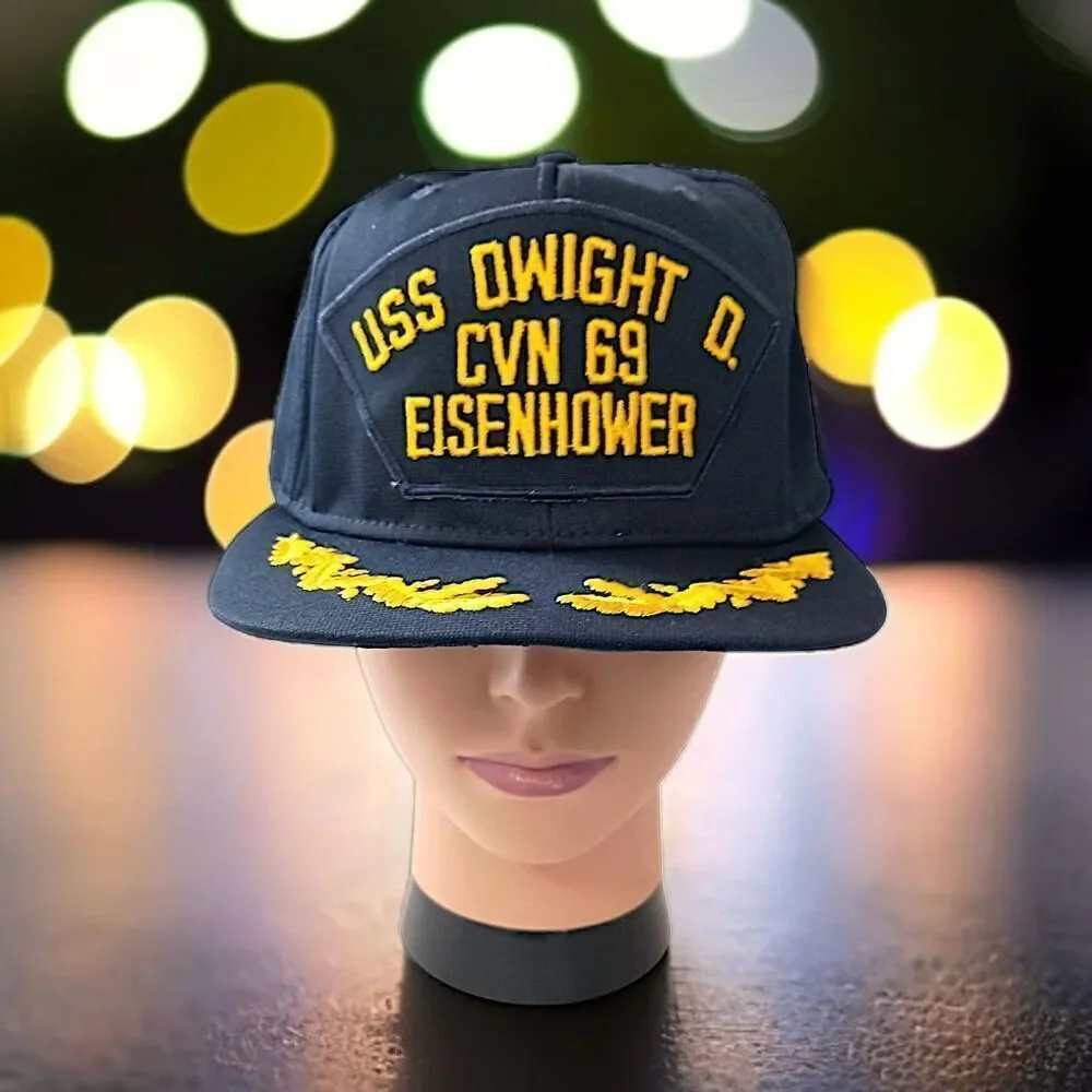 USS Dwight D Eisenhower Snapback Hat CVN 69 US Navy‎ Scrambled Eggs Vintage